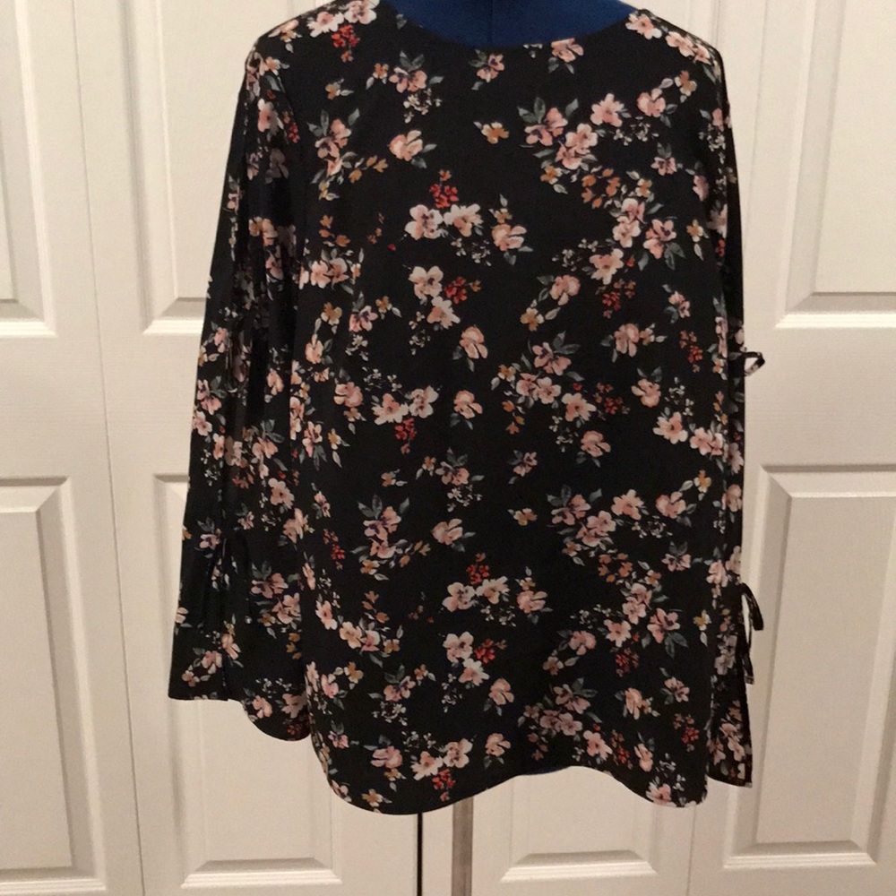 Black floral blouse